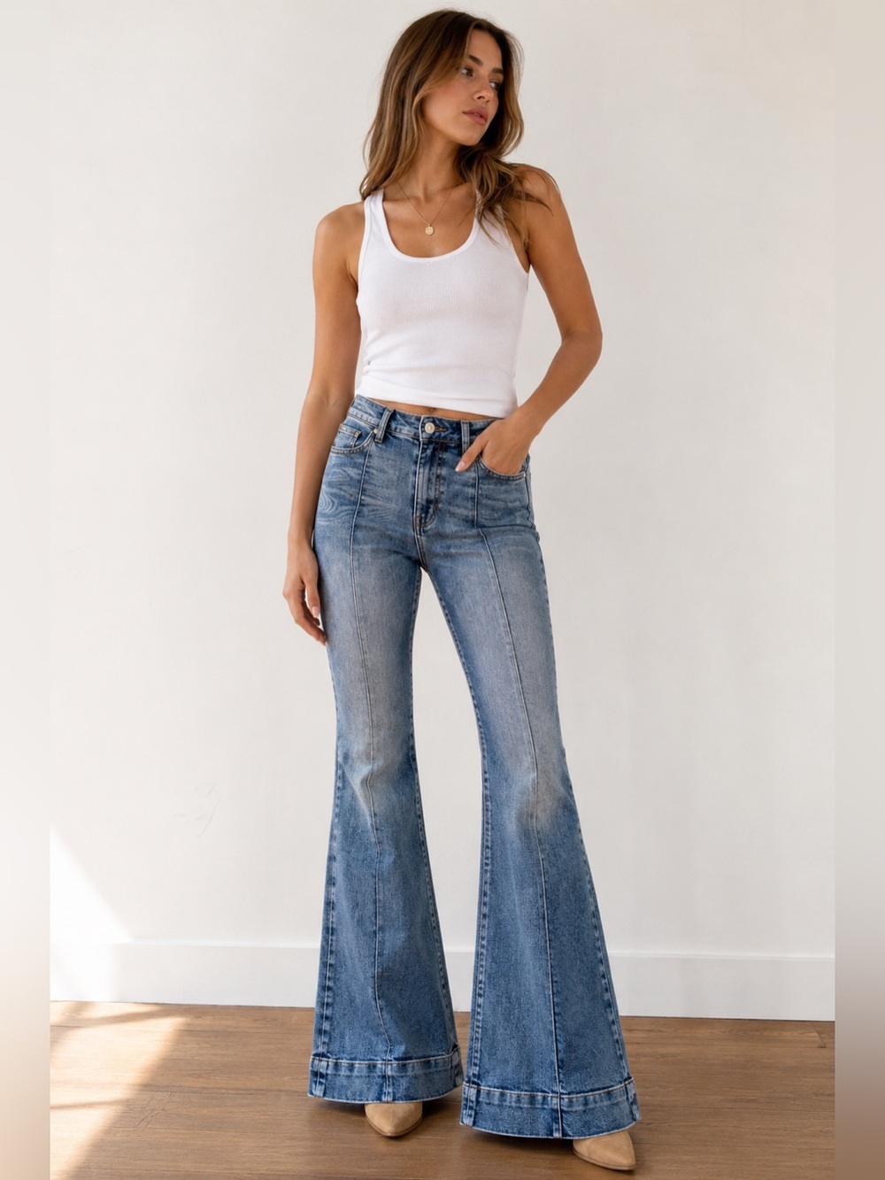REVICE High Rise Bell Bottom Flare Jeans Festival Boho Denim Size 2